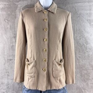 St. John Collection Jacket Womens Size Small Beige Santana Knit Gold Button